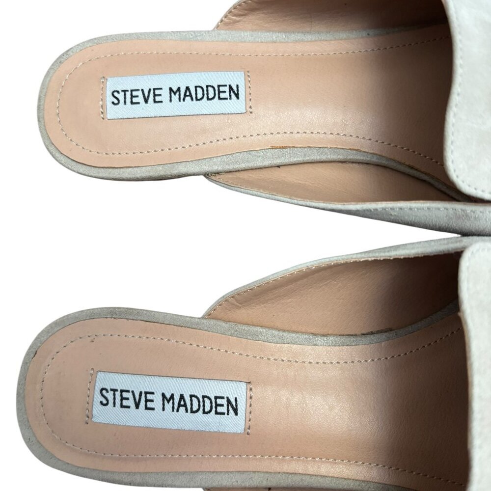 STEVE MADDEN Scip Suede Mules Flats Creamy Beige Pointed Toe Size 9.5 Slip On - Picture 7 of 10